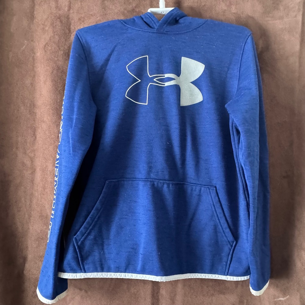 Under Armour Boys ColdGear Blue Space Dye Hoodie Sweatshirt YXL Loose Fit‎